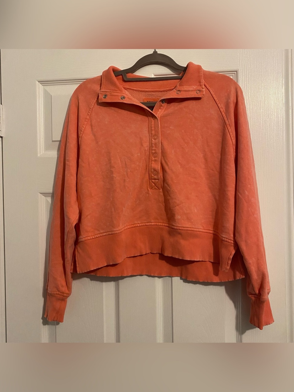 American Eagle Coral Snap Pullover Sweatshirt, XS